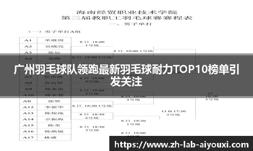广州羽毛球队领跑最新羽毛球耐力TOP10榜单引发关注